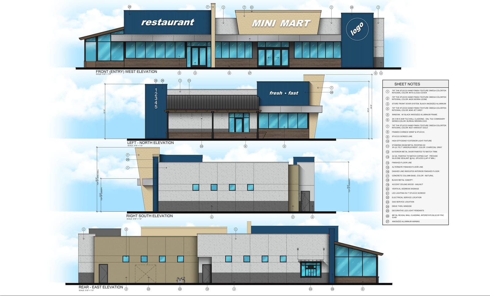 Restaurant & Market Elevations